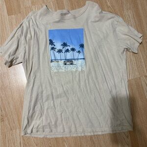 Beige Graphic Palm-Print T-Shirt